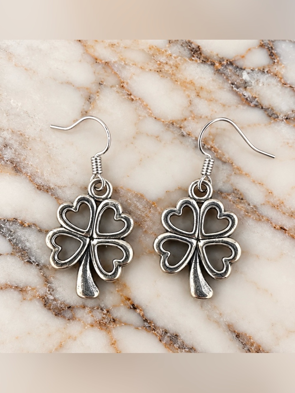 Four Leaf Clover Heart Earrings